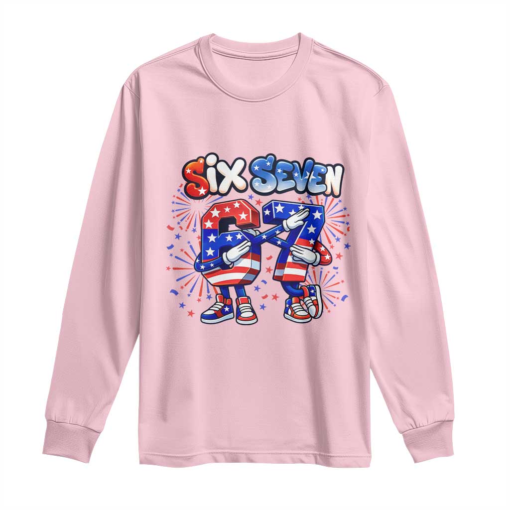 Funny Six Seven Dabbing Long Sleeve Shirt Patriotic American Pride Gift