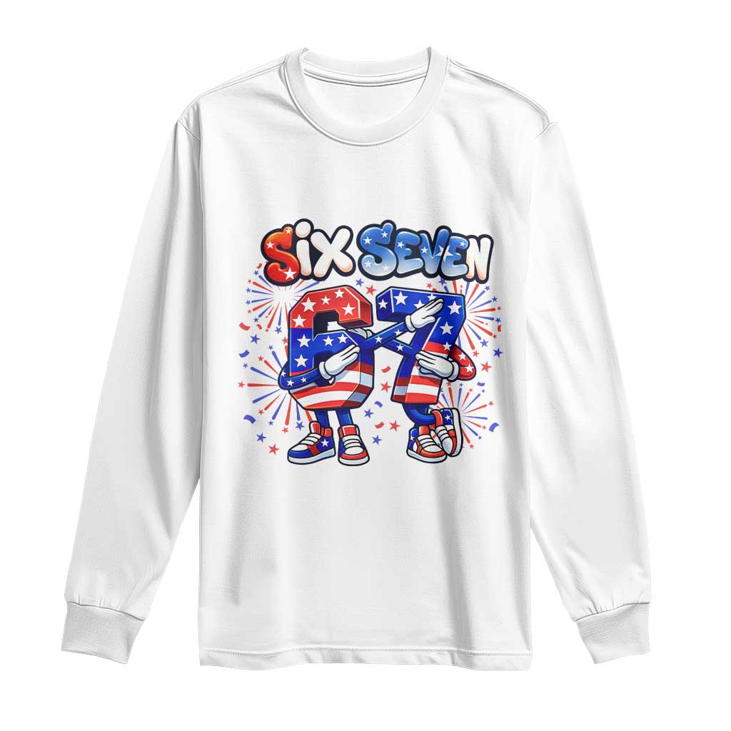 Funny Six Seven Dabbing Long Sleeve Shirt Patriotic American Pride Gift