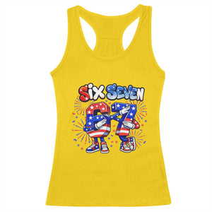 Funny Six Seven Dabbing Racerback Tank Top Patriotic American Pride Gift