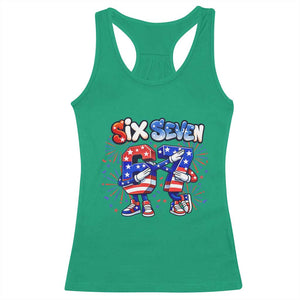 Funny Six Seven Dabbing Racerback Tank Top Patriotic American Pride Gift