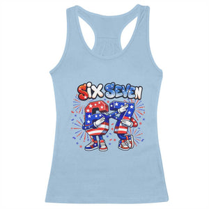 Funny Six Seven Dabbing Racerback Tank Top Patriotic American Pride Gift