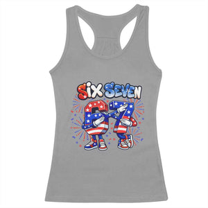 Funny Six Seven Dabbing Racerback Tank Top Patriotic American Pride Gift