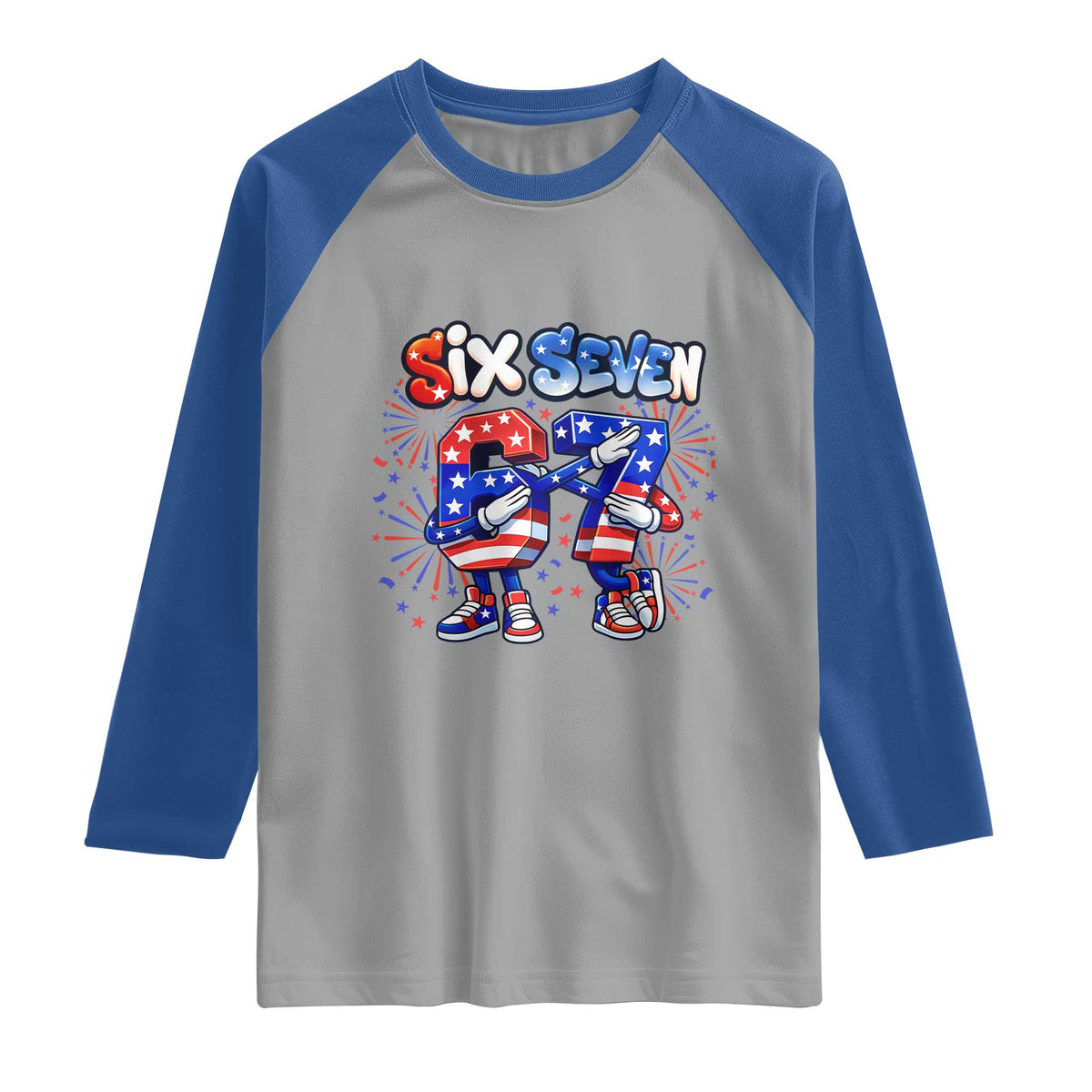 Funny Six Seven Dabbing Raglan Shirt Patriotic American Pride Gift