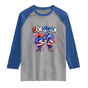 Funny Six Seven Dabbing Raglan Shirt Patriotic American Pride Gift