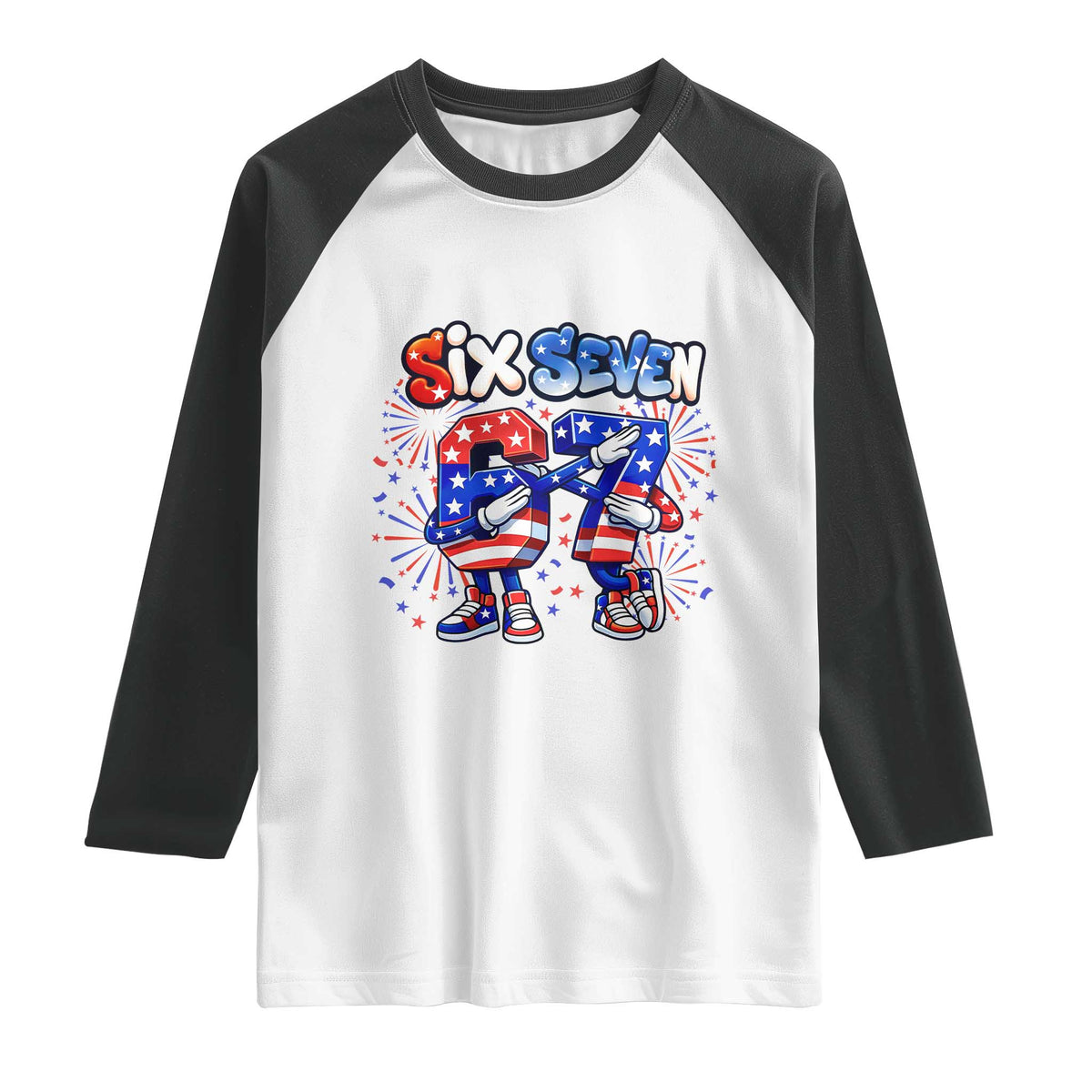 Funny Six Seven Dabbing Raglan Shirt Patriotic American Pride Gift