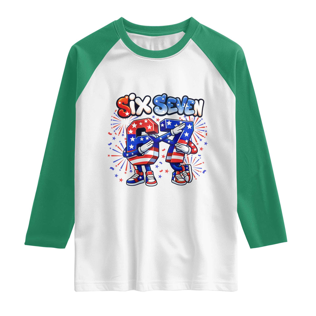 Funny Six Seven Dabbing Raglan Shirt Patriotic American Pride Gift