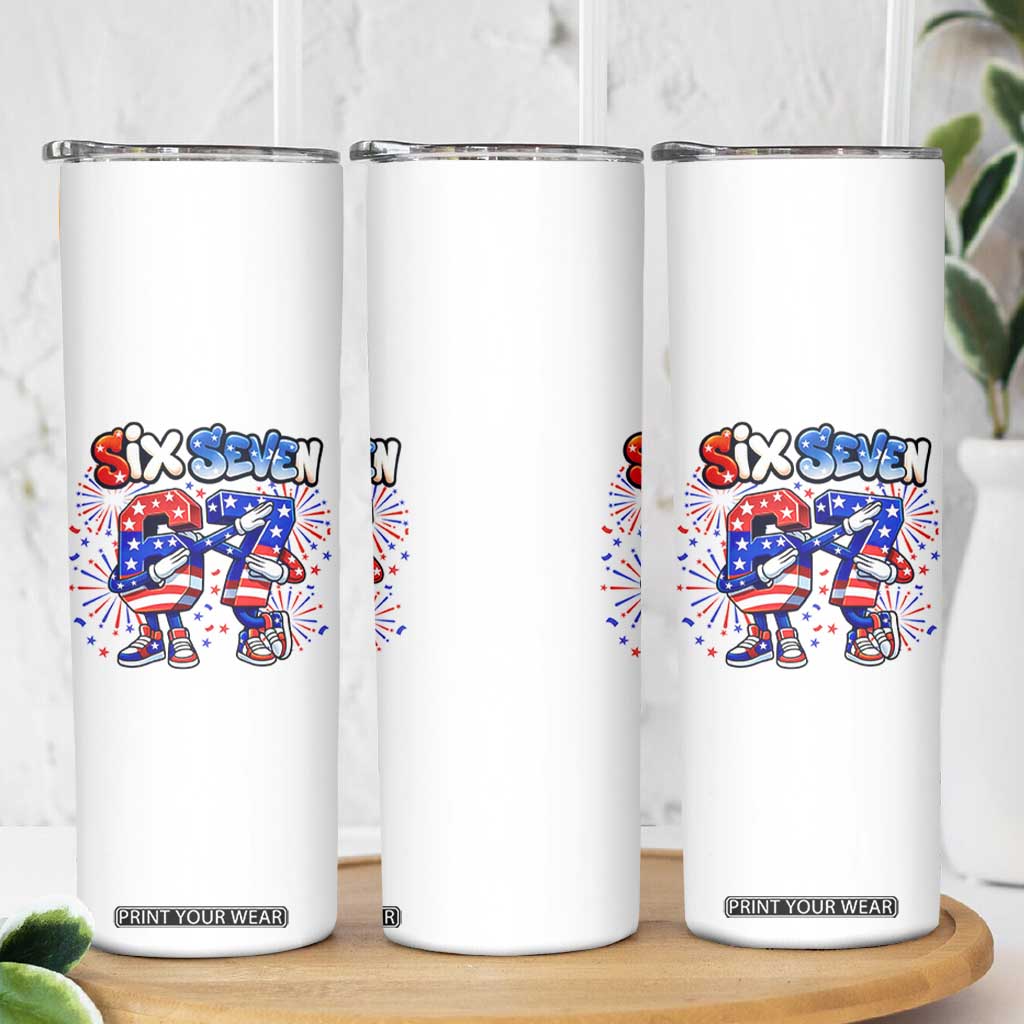 Funny Six Seven Dabbing Skinny Tumbler Patriotic American Pride Gift