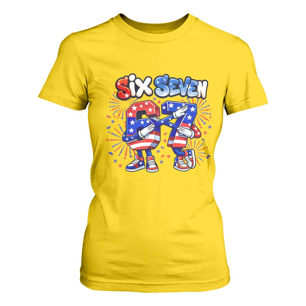 Funny Six Seven Dabbing T Shirt For Women Patriotic American Pride Gift