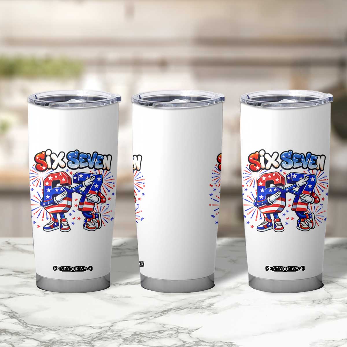 Funny Six Seven Dabbing Tumbler Cup Patriotic American Pride Gift