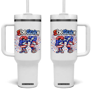 Funny Six Seven Dabbing Tumbler With Handle Patriotic American Pride Gift