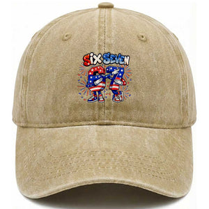Funny Six Seven Dabbing Washed Cotton Baseball Cap Patriotic American Pride Gift