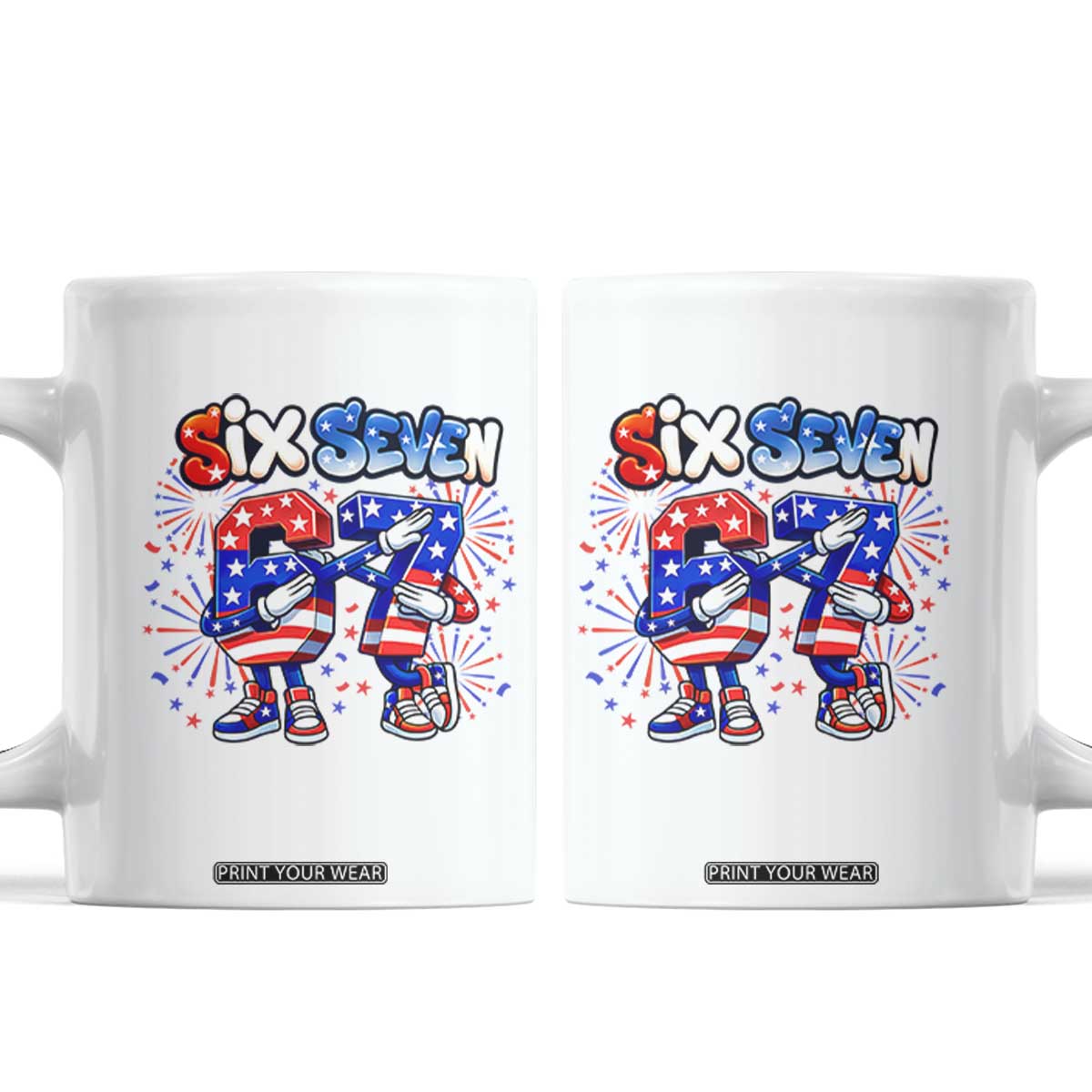 Funny Six Seven Dabbing Coffee Mug Patriotic American Pride Gift