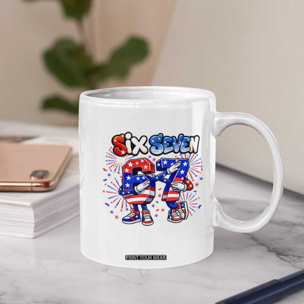 Funny Six Seven Dabbing Coffee Mug Patriotic American Pride Gift