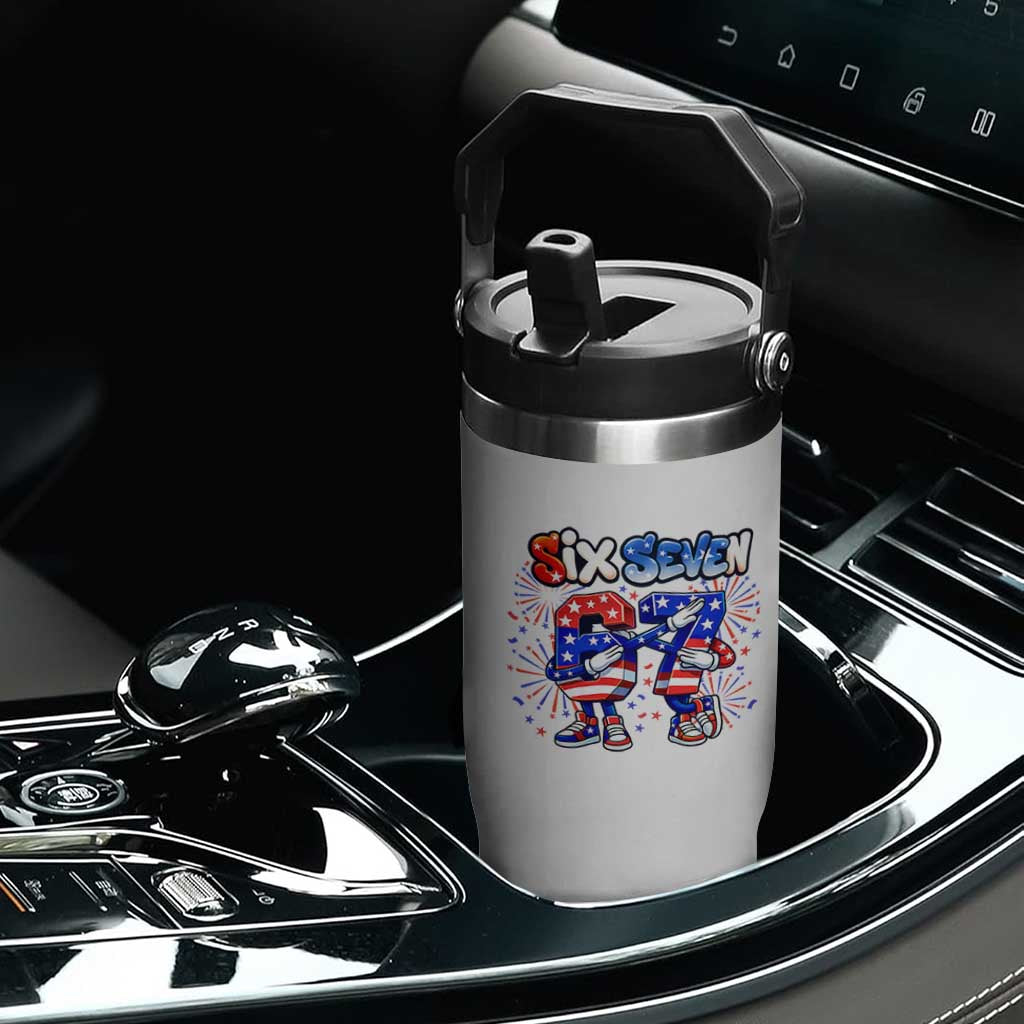 Funny Six Seven Dabbing Flip Straw Tumbler Patriotic American Pride Gift