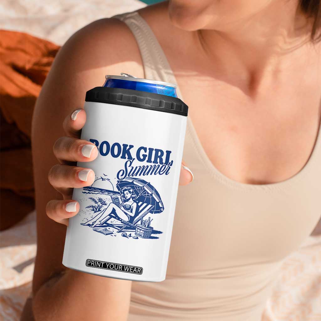Book Girl Summer 4 in 1 Can Cooler Tumbler Funny Beach Book Lover Gift