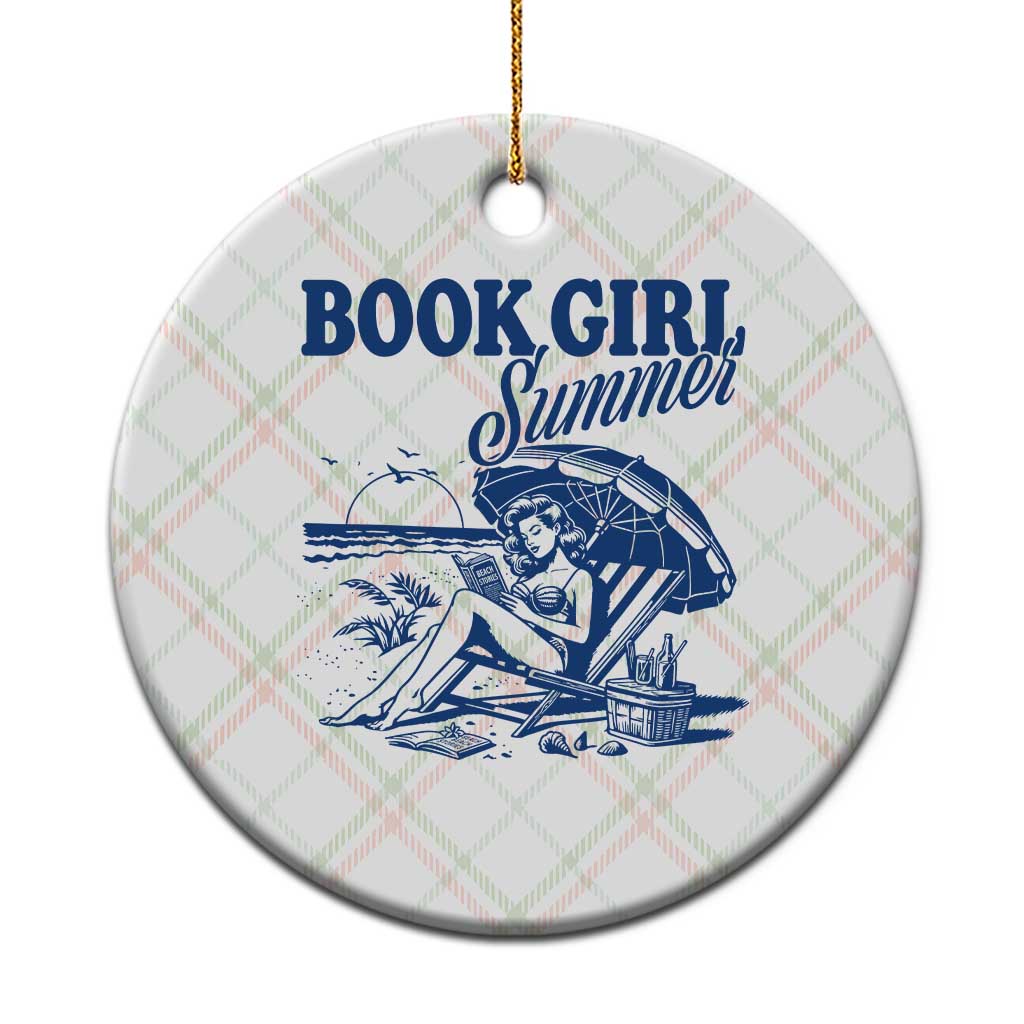 Book Girl Summer Ceramic Ornament Funny Beach Book Lover Gift