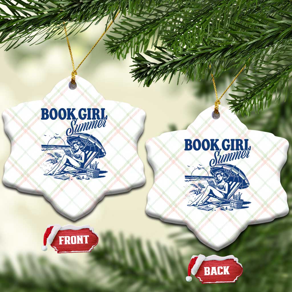 Book Girl Summer Ceramic Ornament Funny Beach Book Lover Gift