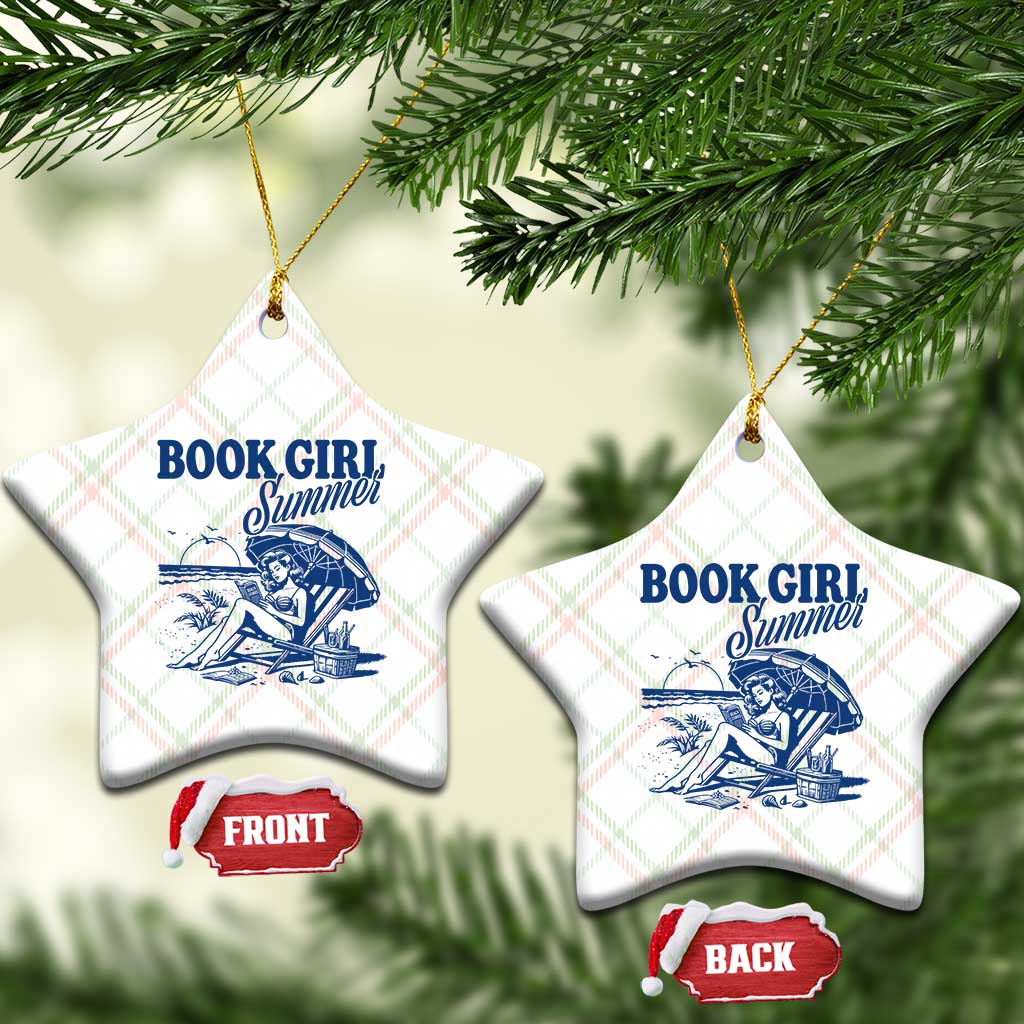 Book Girl Summer Ceramic Ornament Funny Beach Book Lover Gift