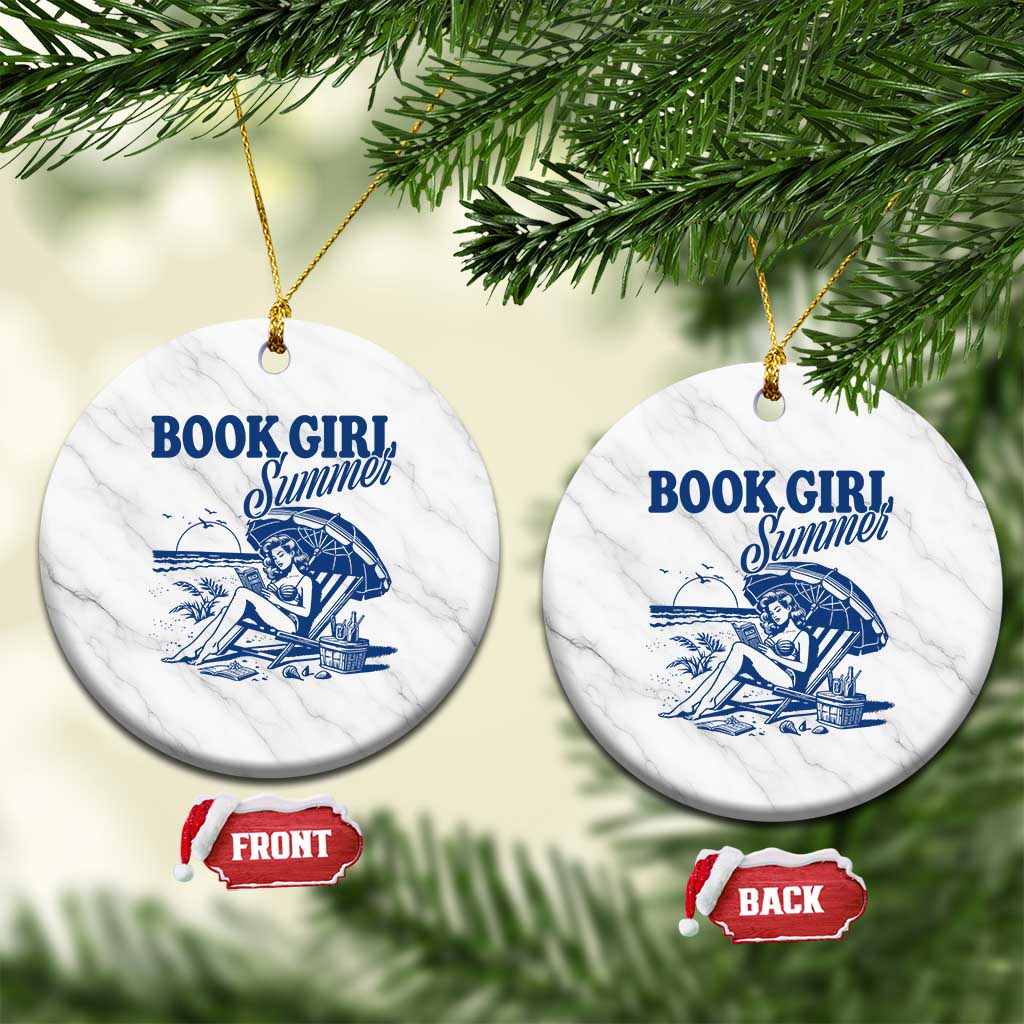 Book Girl Summer Ceramic Ornament Funny Beach Book Lover Gift
