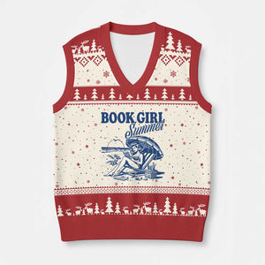 Book Girl Summer V-Neck Knit Sweater Vest Funny Beach Book Lover Gift