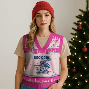 Book Girl Summer V-Neck Knit Sweater Vest Funny Beach Book Lover Gift