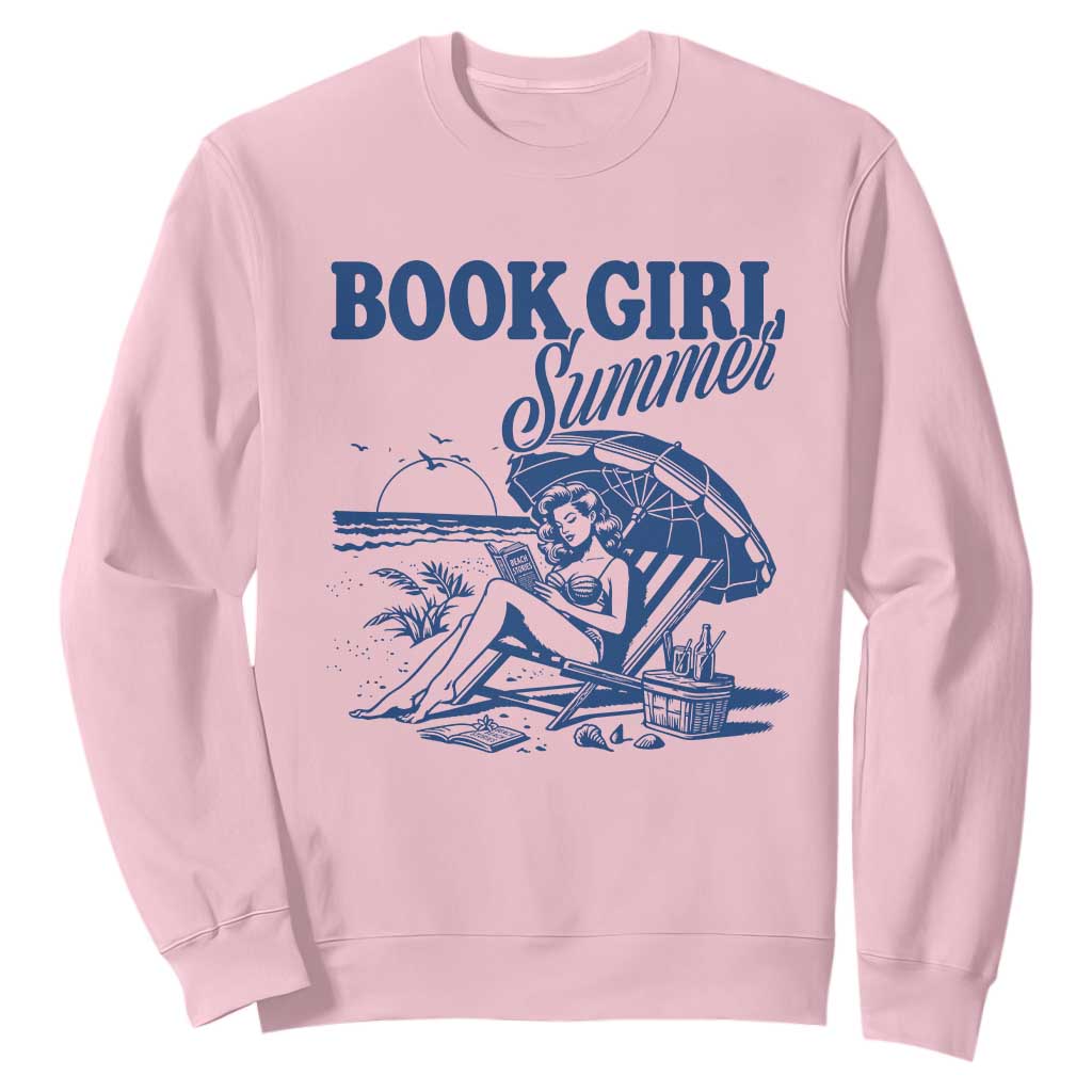 Book Girl Summer Sweatshirt Funny Beach Book Lover Gift