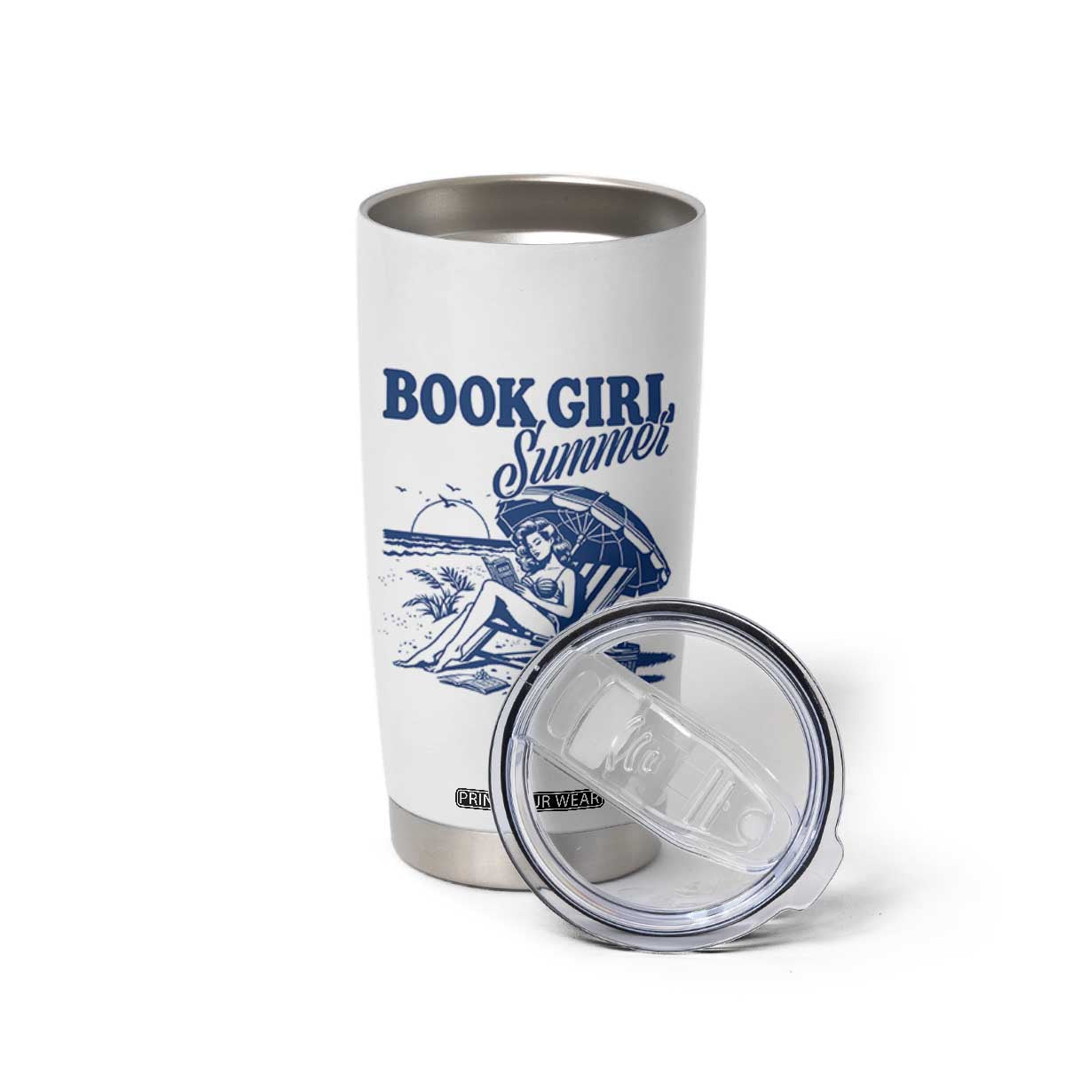 Book Girl Summer Tumbler Cup Funny Beach Book Lover Gift