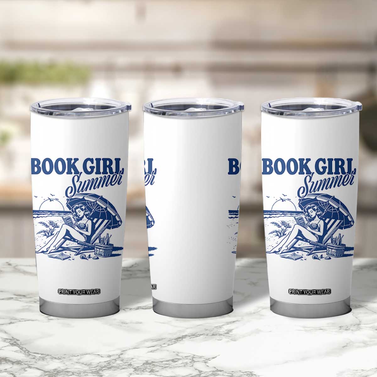 Book Girl Summer Tumbler Cup Funny Beach Book Lover Gift