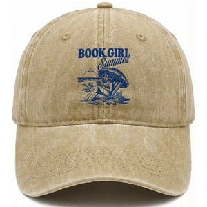 Book Girl Summer Washed Cotton Baseball Cap Funny Beach Book Lover Gift