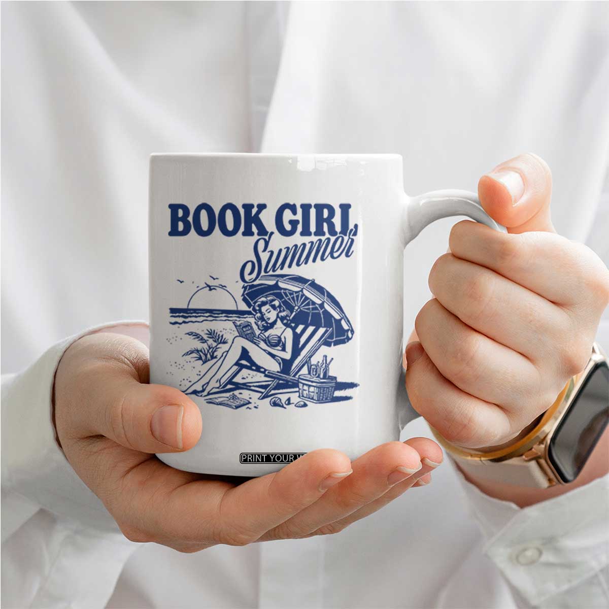 Book Girl Summer Coffee Mug Funny Beach Book Lover Gift
