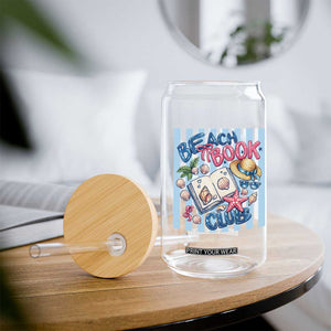 Beach Book Club Glass Can Bookworm Summer Vacation Graphic