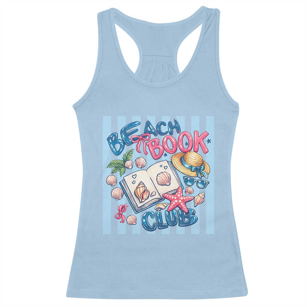 Beach Book Club Racerback Tank Top Bookworm Summer Vacation Graphic