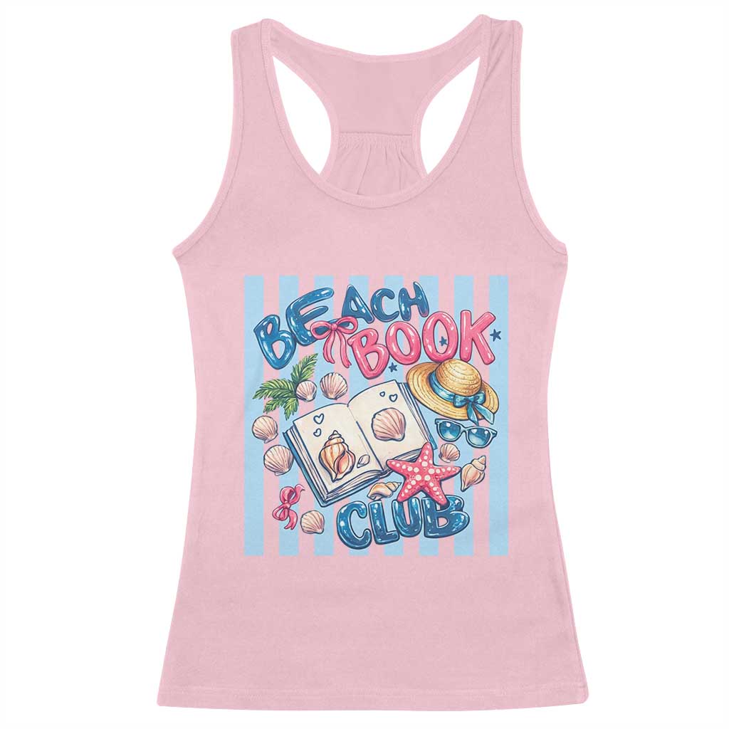 Beach Book Club Racerback Tank Top Bookworm Summer Vacation Graphic