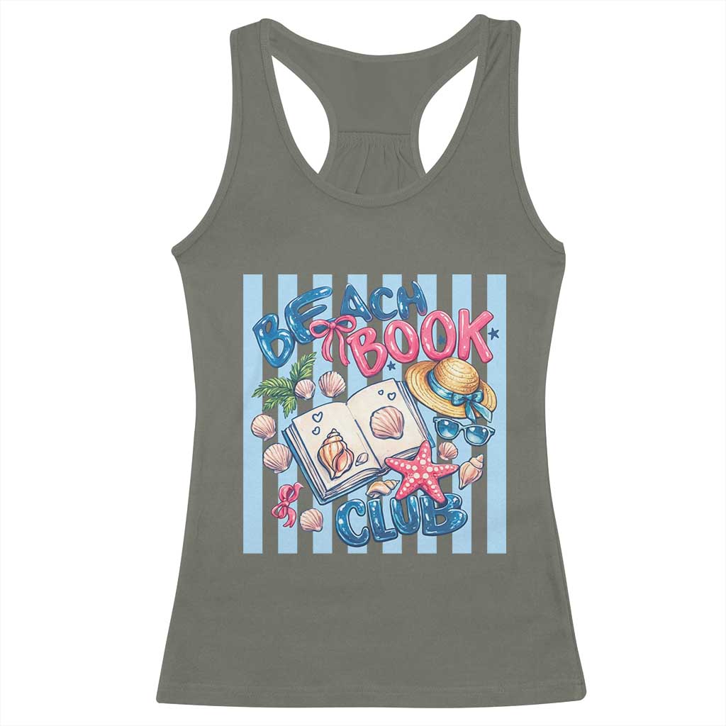Beach Book Club Racerback Tank Top Bookworm Summer Vacation Graphic