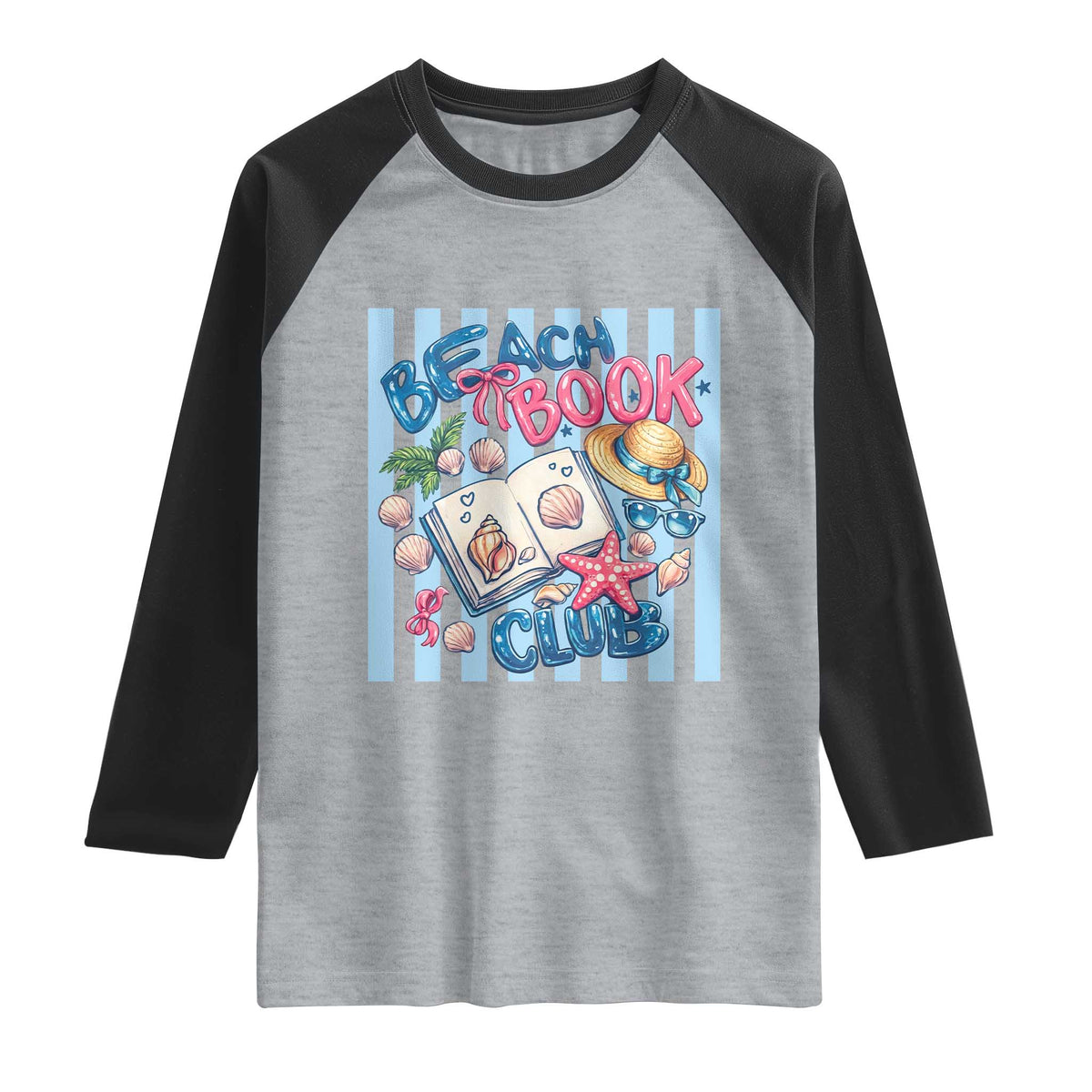 Beach Book Club Raglan Shirt Bookworm Summer Vacation Graphic