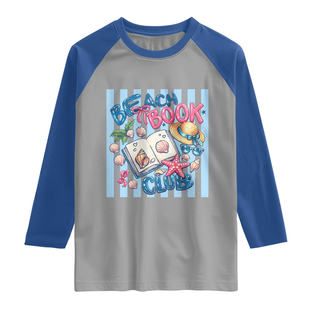 Beach Book Club Raglan Shirt Bookworm Summer Vacation Graphic
