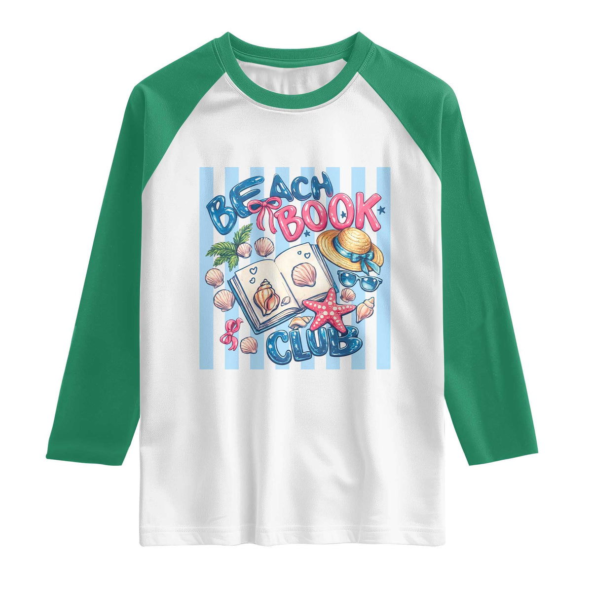Beach Book Club Raglan Shirt Bookworm Summer Vacation Graphic