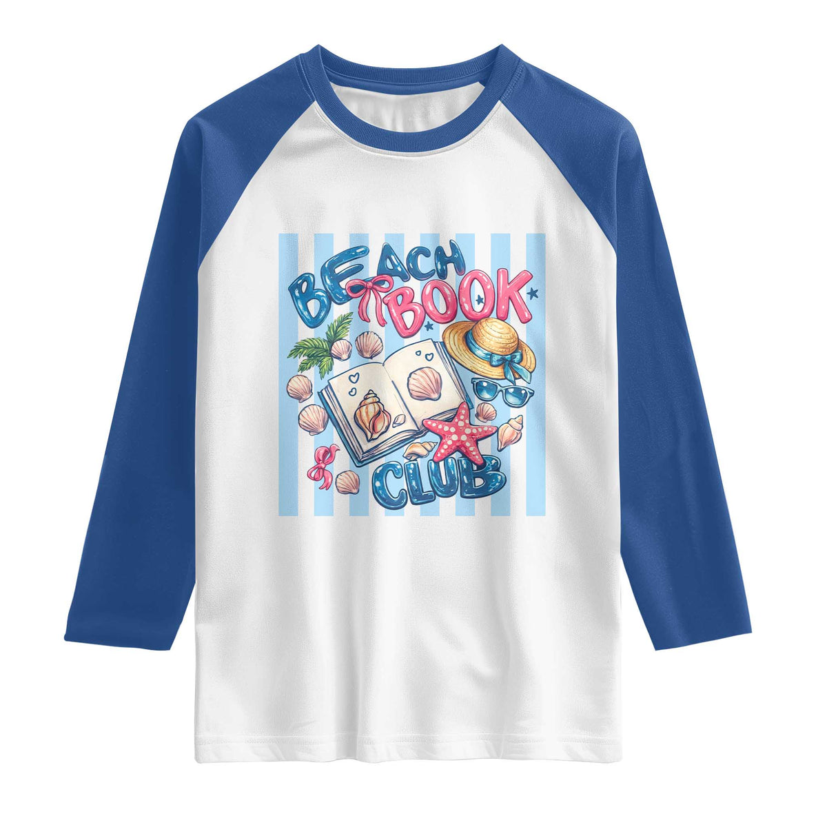 Beach Book Club Raglan Shirt Bookworm Summer Vacation Graphic