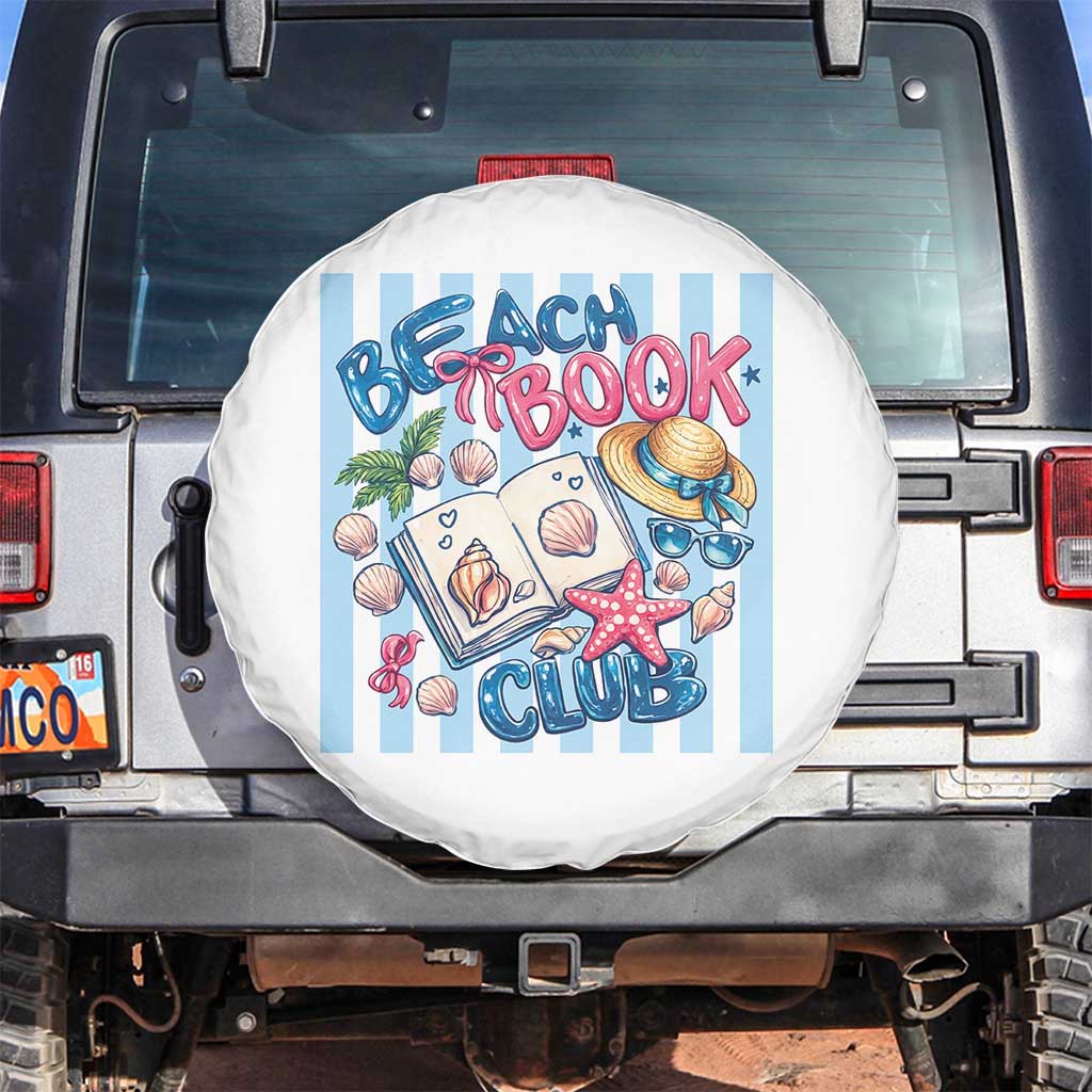 Beach Book Club Spare Tire Cover Bookworm Summer Vacation Graphic TS12 No hole White Print Your Wear