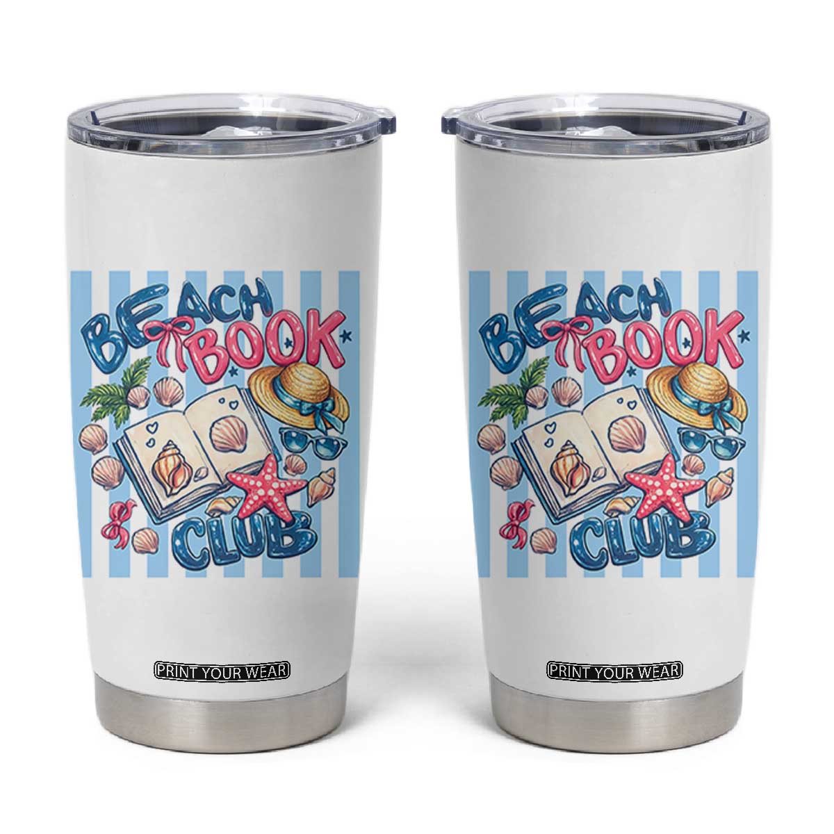 Beach Book Club Tumbler Cup Bookworm Summer Vacation Graphic