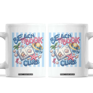 Beach Book Club Coffee Mug Bookworm Summer Vacation Graphic