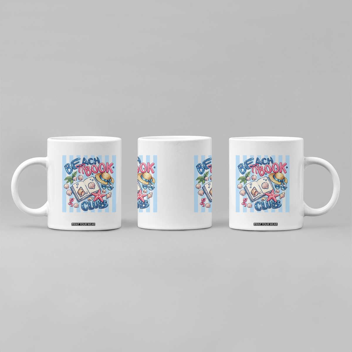 Beach Book Club Coffee Mug Bookworm Summer Vacation Graphic