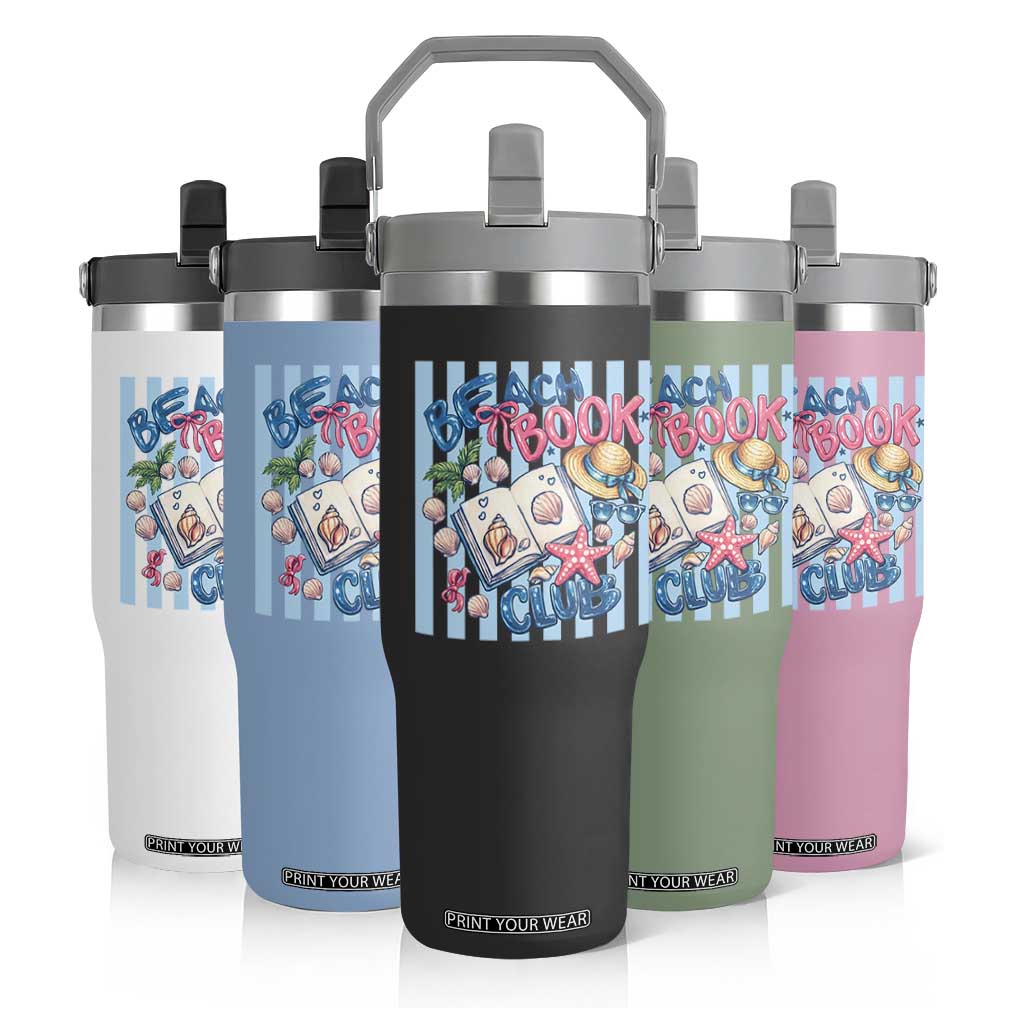 Beach Book Club Flip Straw Tumbler Bookworm Summer Vacation Graphic