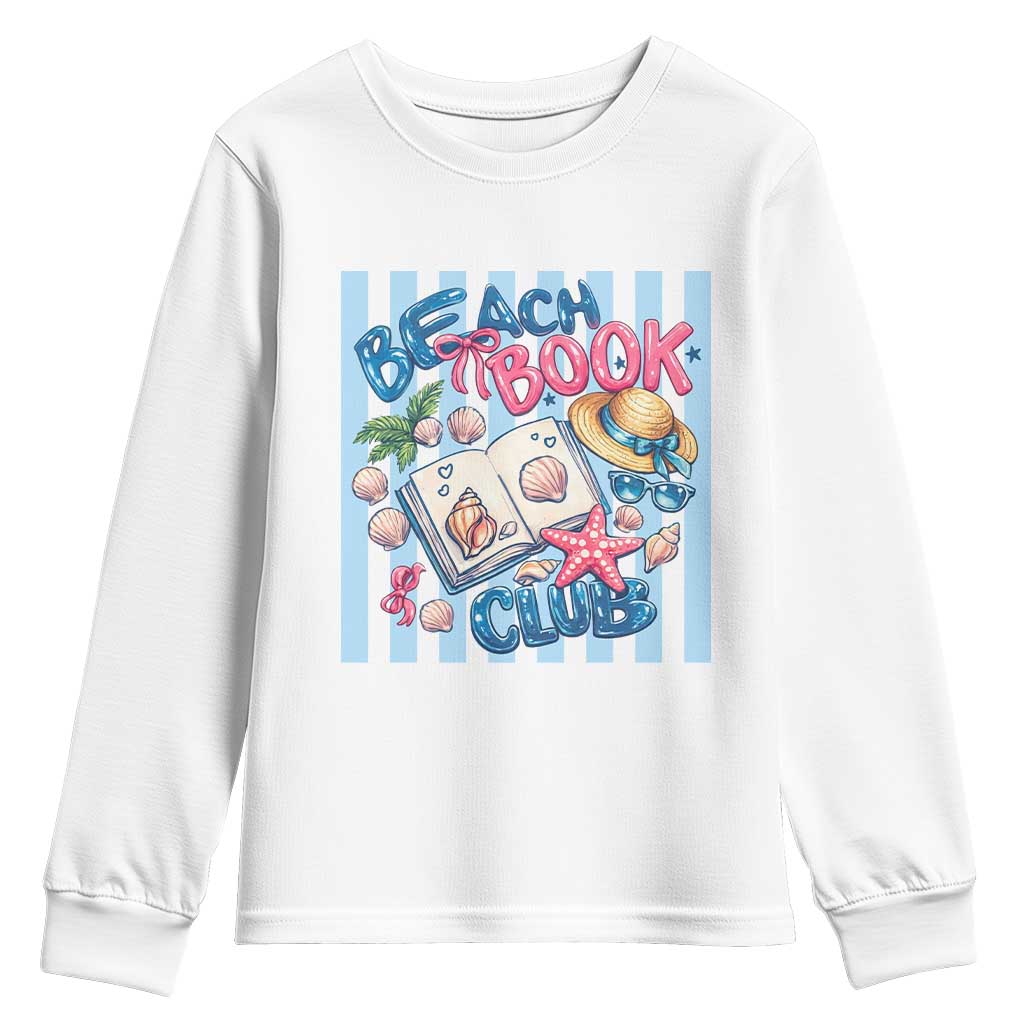 Beach Book Club Youth Sweatshirt Bookworm Summer Vacation Graphic TS12 White Print Your Wear