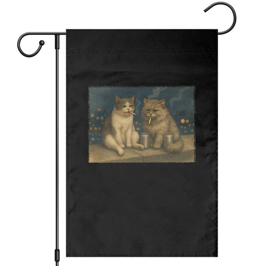 Funny Smoking Cat Garden Flag Meme Cool Kitten With Cigarette TS12 Black Print Your Wear