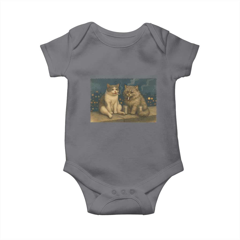 Funny Smoking Cat Baby Onesie Meme Cool Kitten With Cigarette TS12 Charcoal Print Your Wear