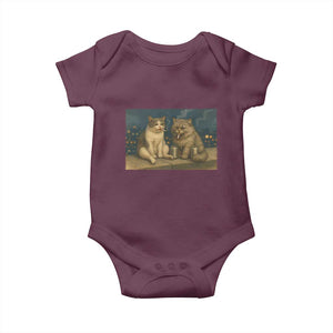 Funny Smoking Cat Baby Onesie Meme Cool Kitten With Cigarette TS12 Maroon Print Your Wear