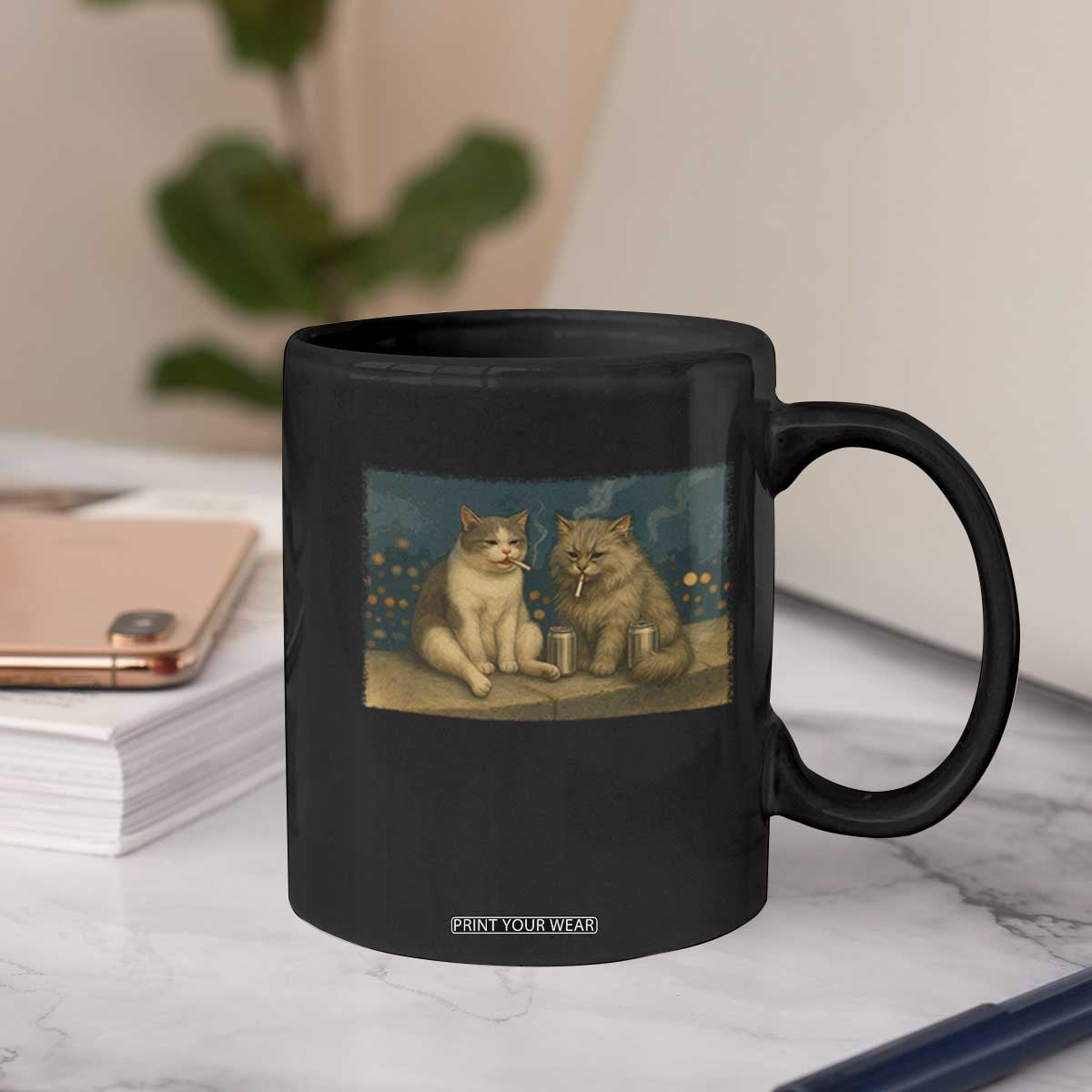 Funny Smoking Cat Coffee Mug Meme Cool Kitten With Cigarette TS12 Print Your Wear