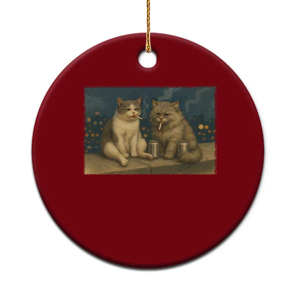 Funny Smoking Cat Ceramic Ornament Meme Cool Kitten With Cigarette TS12 1pc Red Print Your Wear