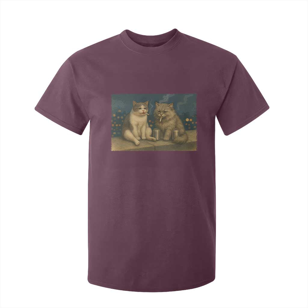 Funny Smoking Cat T Shirt For Kid Meme Cool Kitten With Cigarette TS12 Maroon Print Your Wear